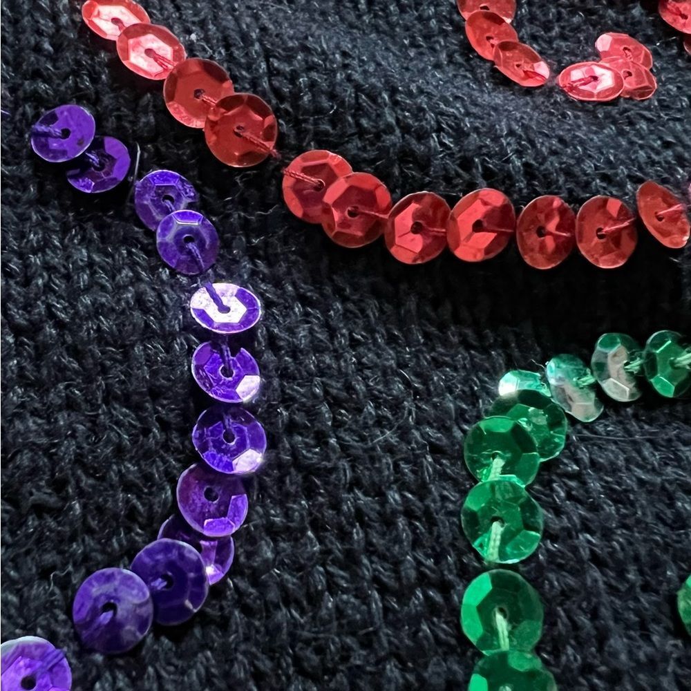 Work In Progress Multicolored Sequin Black Sweate… - image 4